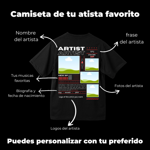 Camiseta de tu artista favorito personalizada